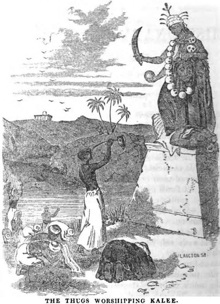 800px The Thugs Worshipping Kalee 1850 P 98 Copy 742x1024 Thuggee, brandishing kali thagee
